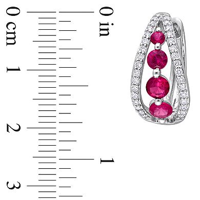 Stella Grace 1/2 Carat T.W. Lab Grown Diamond & Created Ruby Hoop Earrings