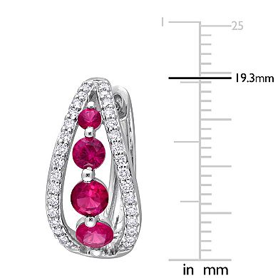 Stella Grace 1/2 Carat T.W. Lab Grown Diamond & Created Ruby Hoop Earrings