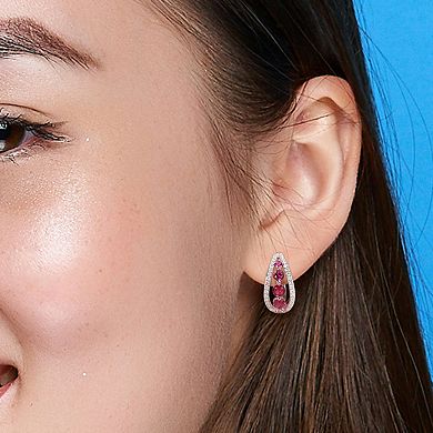 Stella Grace 1/2 Carat T.W. Lab Grown Diamond & Created Ruby Hoop Earrings