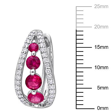 Stella Grace 1/2 Carat T.W. Lab Grown Diamond & Created Ruby Hoop Earrings