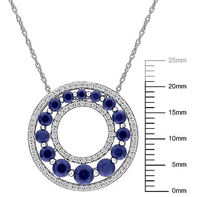 Stella Grace 14k White Gold 1/3 Carat T.W. Lab-Grown Diamond & Lab-Created Sapphire Open Circle Pendant Necklace