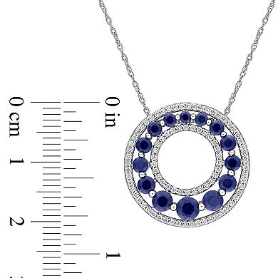 Stella Grace 14k White Gold 1/3 Carat T.W. Lab-Grown Diamond & Lab-Created Sapphire Open Circle Pendant Necklace