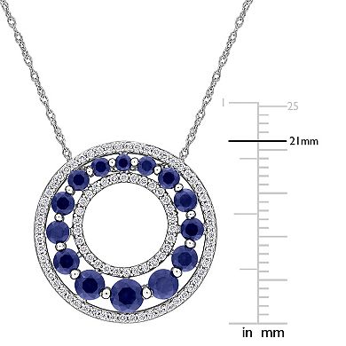 Stella Grace 14k White Gold 1/3 Carat T.W. Lab-Grown Diamond & Lab-Created Sapphire Open Circle Pendant Necklace
