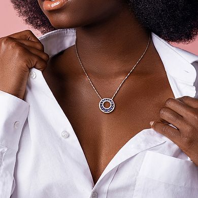 Stella Grace 14k White Gold 1/3 Carat T.W. Lab-Grown Diamond & Lab-Created Sapphire Open Circle Pendant Necklace