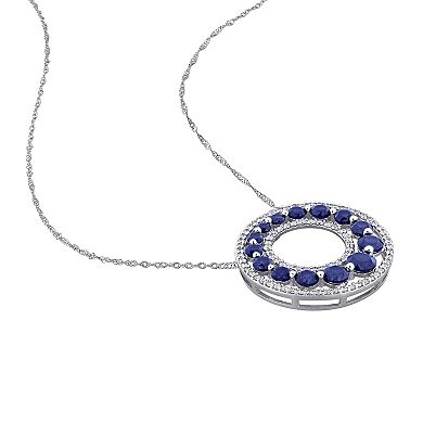 Stella Grace 14k White Gold 1/3 Carat T.W. Lab-Grown Diamond & Lab-Created Sapphire Open Circle Pendant Necklace