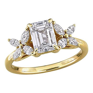 Stella Grace 14k Gold 1 4/5 Carat T.W. Emerald & Marquise-Cut Lab-Grown Diamond Engagement Ring