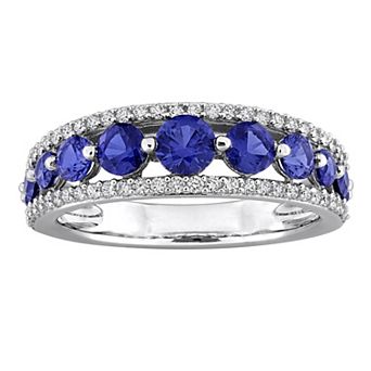 Stella Grace 14k White Gold 1/3 Carat T.W. lab-Grown Diamond & Lab-Created Sapphire Graduated Ring