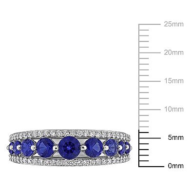Stella Grace 14k White Gold 1/3 Carat T.W. lab-Grown Diamond & Lab-Created Sapphire Graduated Ring