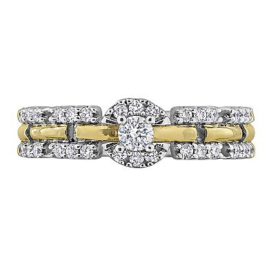 Stella Grace Sterling Silver Two Tone 2/5 Carat T.W. Lab-Grown Diamond Halo Link Eternity Ring