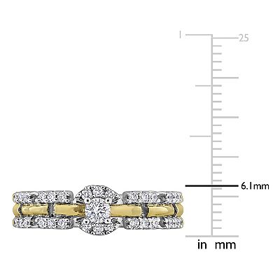 Stella Grace Sterling Silver Two Tone 2/5 Carat T.W. Lab-Grown Diamond Halo Link Eternity Ring