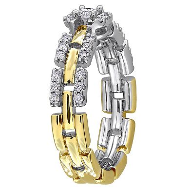 Stella Grace Sterling Silver Two Tone 2/5 Carat T.W. Lab-Grown Diamond Halo Link Eternity Ring