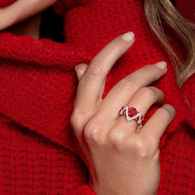 Stella Grace Sterling Silver 1 1/4 Carat T.W. Lab-Grown Diamond & Lab-Created Ruby Semi-Eternity Ring