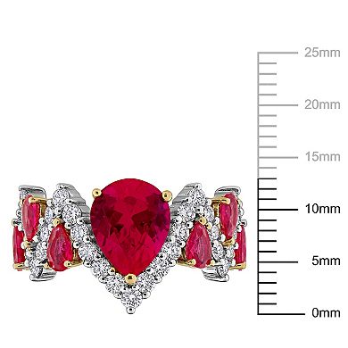 Stella Grace Sterling Silver 1 1/4 Carat T.W. Lab-Grown Diamond & Lab-Created Ruby Semi-Eternity Ring