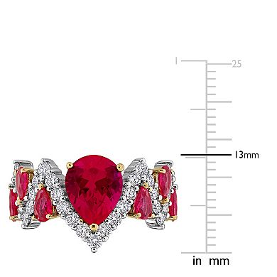 Stella Grace Sterling Silver 1 1/4 Carat T.W. Lab-Grown Diamond & Lab-Created Ruby Semi-Eternity Ring