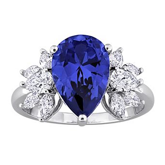 Stella Grace 18k White Gold 4/5 Carat T.W. Lab-Grown Diamond & Lab-Created Sapphire Engagement Ring