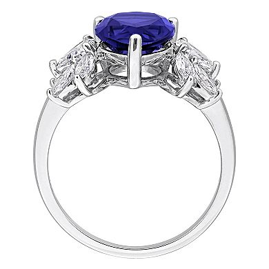 Stella Grace 18k White Gold 4/5 Carat T.W. Lab-Grown Diamond & Lab-Created Sapphire Engagement Ring