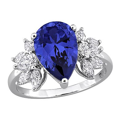 Stella Grace 18k White Gold 4/5 Carat T.W. Lab-Grown Diamond & Lab-Created Sapphire Engagement Ring