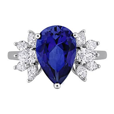 Stella Grace 18k White Gold 4/5 Carat T.W. Lab-Grown Diamond & Lab-Created Sapphire Engagement Ring