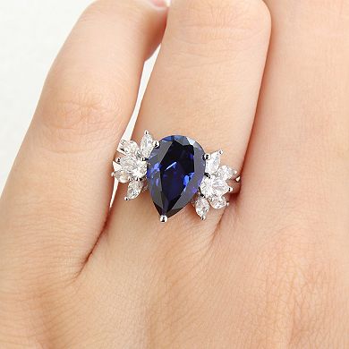 Stella Grace 18k White Gold 4/5 Carat T.W. Lab-Grown Diamond & Lab-Created Sapphire Engagement Ring