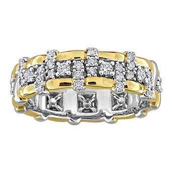 Stella Grace Sterling Silver Two Tone 1/3 Carat T.W. Lab-Grown Diamond Eternity Ring