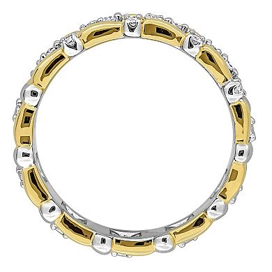 Stella Grace Sterling Silver Two Tone 1/3 Carat T.W. Lab-Grown Diamond Eternity Ring
