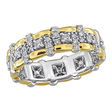 Stella Grace Sterling Silver Two Tone 1/3 Carat T.W. Lab-Grown Diamond Eternity Ring