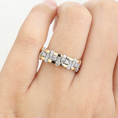 Stella Grace Sterling Silver Two Tone 1/3 Carat T.W. Lab-Grown Diamond Eternity Ring