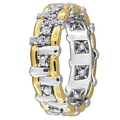Stella Grace Sterling Silver Two Tone 1/3 Carat T.W. Lab-Grown Diamond Eternity Ring