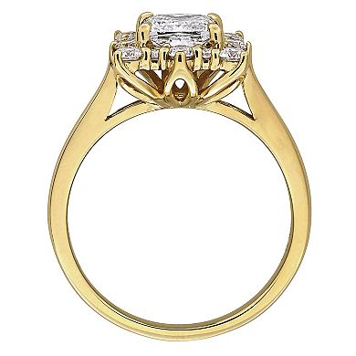 Stella Grace 14k Gold 1 1/2 Carat T.W. Princess & Round Lab-Grown Diamond Halo Engagement Ring