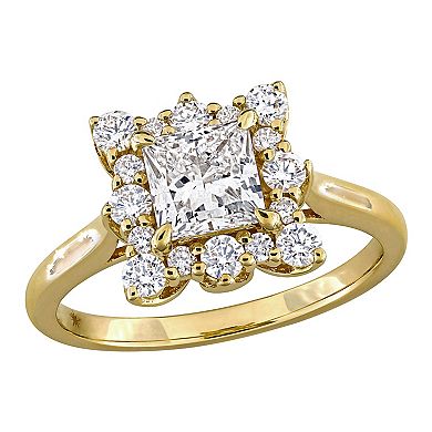Stella Grace 14k Gold 1 1/2 Carat T.W. Princess & Round Lab-Grown Diamond Halo Engagement Ring