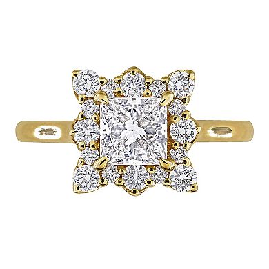 Stella Grace 14k Gold 1 1/2 Carat T.W. Princess & Round Lab-Grown Diamond Halo Engagement Ring