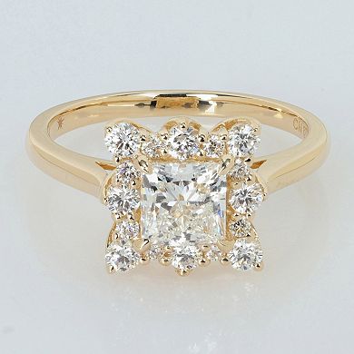 Stella Grace 14k Gold 1 1/2 Carat T.W. Princess & Round Lab-Grown Diamond Halo Engagement Ring