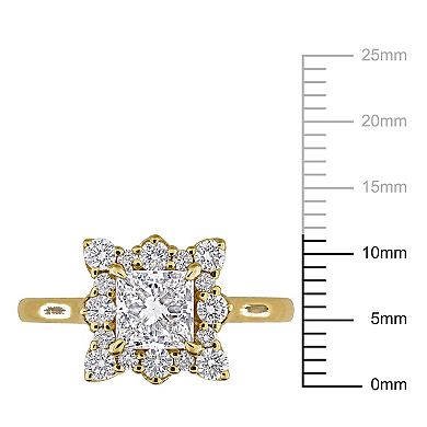Stella Grace 14k Gold 1 1/2 Carat T.W. Princess & Round Lab-Grown Diamond Halo Engagement Ring