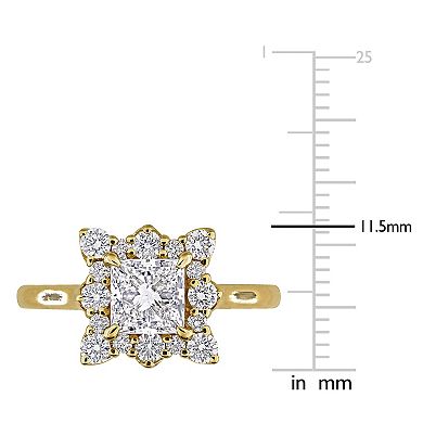 Stella Grace 14k Gold 1 1/2 Carat T.W. Princess & Round Lab-Grown Diamond Halo Engagement Ring