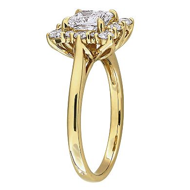 Stella Grace 14k Gold 1 1/2 Carat T.W. Princess & Round Lab-Grown Diamond Halo Engagement Ring