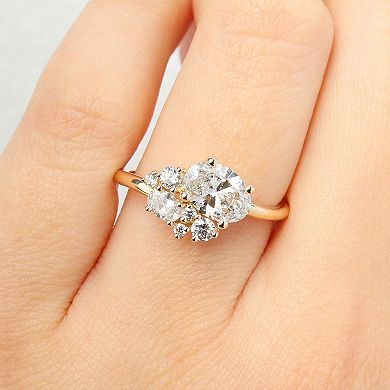 Stella Grace 14k Gold 1 1/3 Carat T.W. Oval & Round Lab-Grown Diamond Cluster Ring