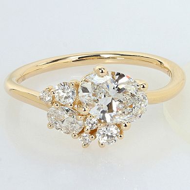 Stella Grace 14k Gold 1 1/3 Carat T.W. Oval & Round Lab-Grown Diamond Cluster Ring