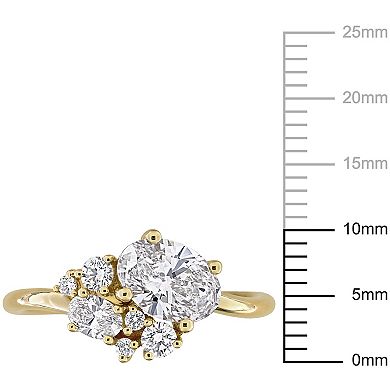 Stella Grace 14k Gold 1 1/3 Carat T.W. Oval & Round Lab-Grown Diamond Cluster Ring