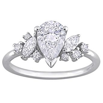 Stella Grace 14k White Gold 1 3/8 Carat T.W. Multi-Shaped Lab-Grown Diamond Cluster Engagement Ring