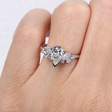 Stella Grace 14k White Gold 1 3/8 Carat T.W. Multi-Shaped Lab-Grown Diamond Cluster Engagement Ring