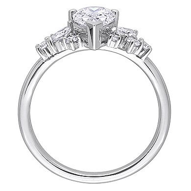 Stella Grace 14k White Gold 1 3/8 Carat T.W. Multi-Shaped Lab-Grown Diamond Cluster Engagement Ring