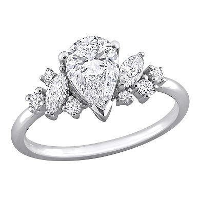 Stella Grace 14k White Gold 1 3/8 Carat T.W. Multi-Shaped Lab-Grown Diamond Cluster Engagement Ring