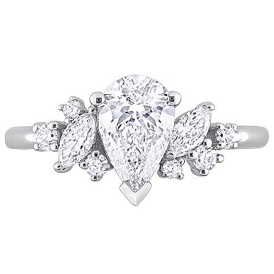 Stella Grace 14k White Gold 1 3/8 Carat T.W. Multi-Shaped Lab-Grown Diamond Cluster Engagement Ring