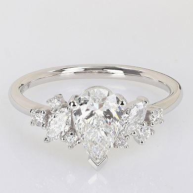 Stella Grace 14k White Gold 1 3/8 Carat T.W. Multi-Shaped Lab-Grown Diamond Cluster Engagement Ring