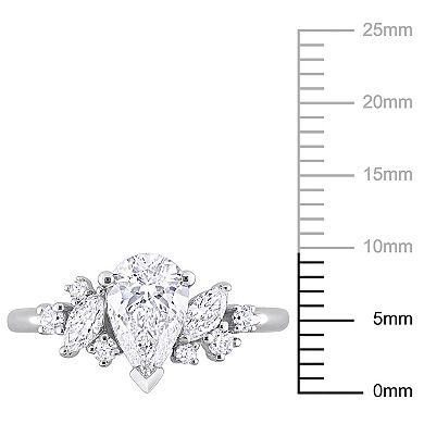 Stella Grace 14k White Gold 1 3/8 Carat T.W. Multi-Shaped Lab-Grown Diamond Cluster Engagement Ring