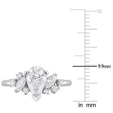 Stella Grace 14k White Gold 1 3/8 Carat T.W. Multi-Shaped Lab-Grown Diamond Cluster Engagement Ring