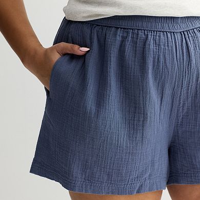 Juniors' Plus Size SO® High Rise Smocked Double Gauze Shorts