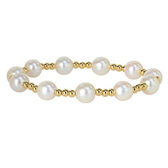 Stella Grace 10k Gold Freshwater Cultured Pearl Stretch Bracelet