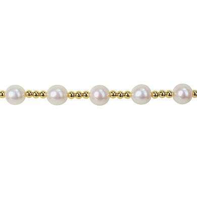 Stella Grace 10k Gold Freshwater Cultured Pearl Stretch Bracelet