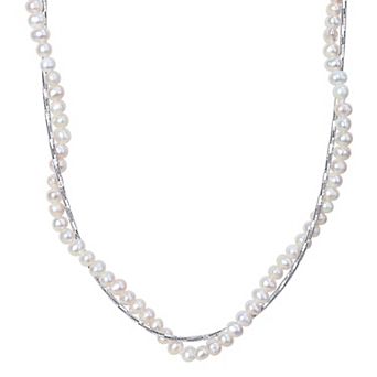 Stella Grace Sterling Silver Freshwater Cultured Pearl Twist Chain Necklace